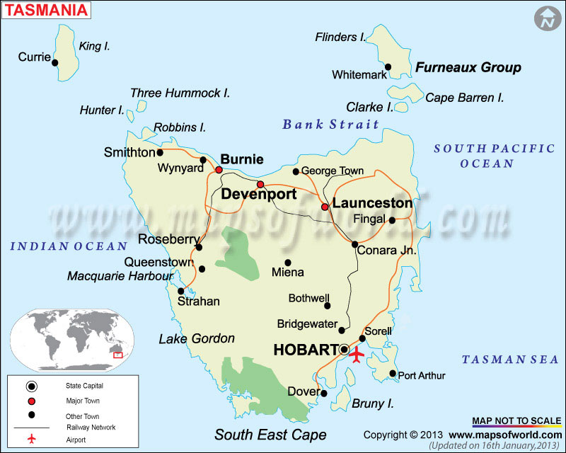 Map Of Tasmania Tasmania State Map Australia Tasmania Map 