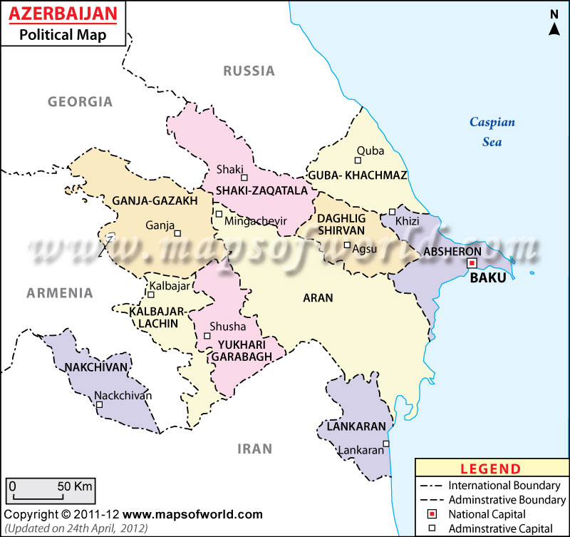 Political Map Of Azerbaijan Azerbaijan Political Map 