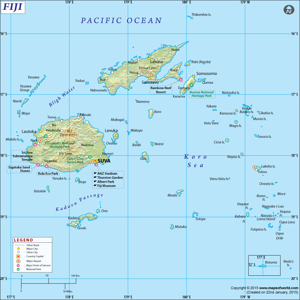 Fiji Map Fiji Map 