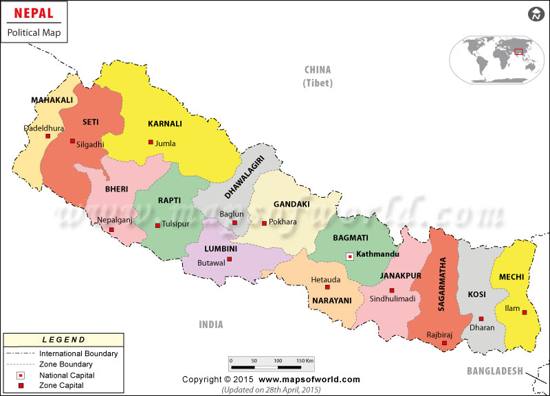 Nepal Major Cities Map Nepal Political Map 