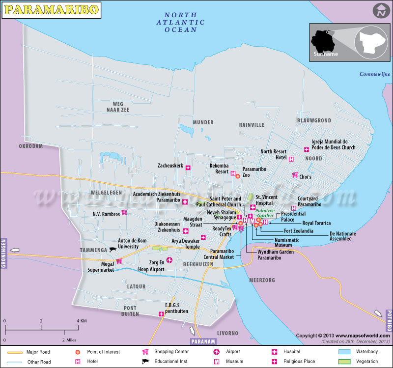 Paramaribo Map Map Of Paramaribo City Suriname Paramaribo Map 