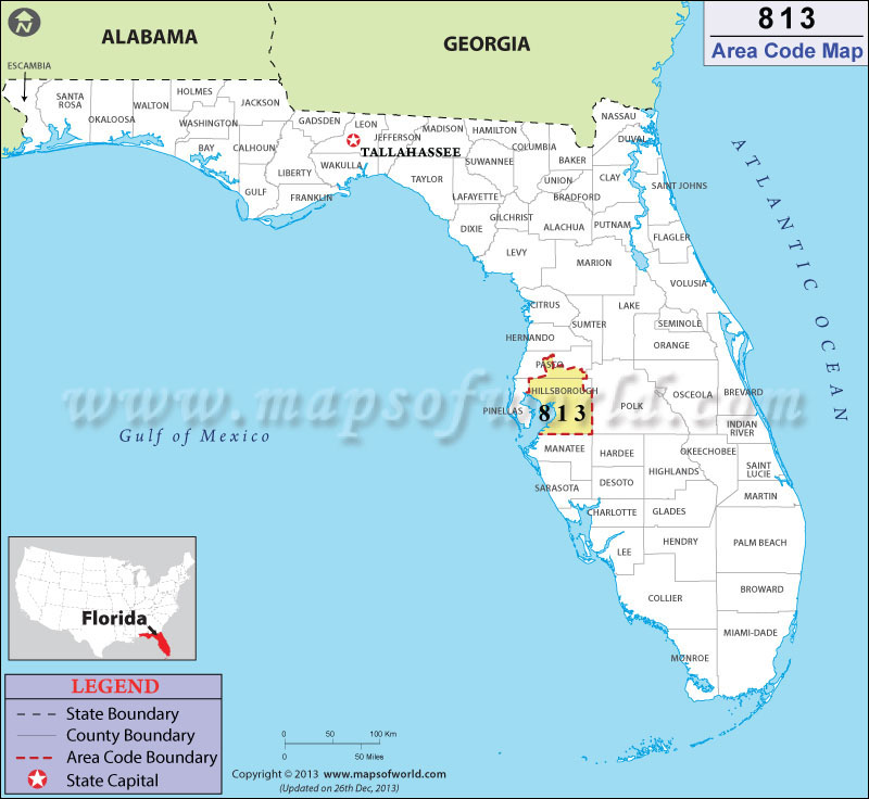 Below, are the major cities in the area code (239). 813 Area Code Map, Where is 813 Area Code in Florida