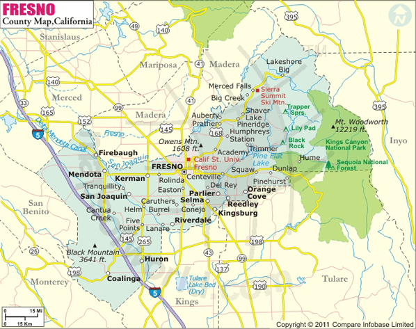 Fresno County Map Map Of Fresno County California Fresno County Map 