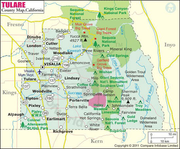 Tulare County Map Map Of Tulare County California Tulare County Map 