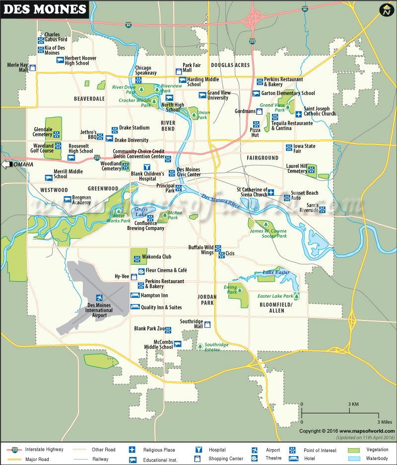 Des Moines Map Map Of Des Moines Capital Of Iowa Des Moines Map 