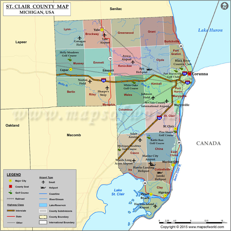 St Clair County Map Michigan St. Clair County Map 