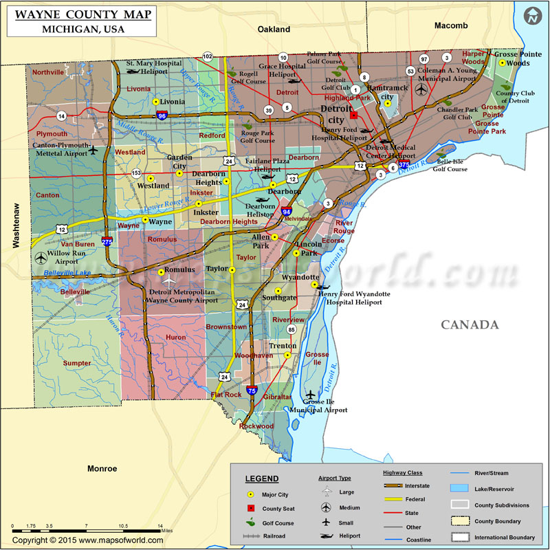 World Maps Library Complete Resources Michigan County Maps With Cities Wayne County Map 