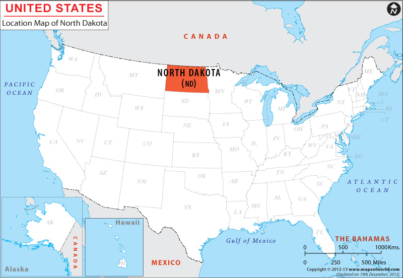 North Dakota Location Map MapsofWorld North Dakota Location Map 