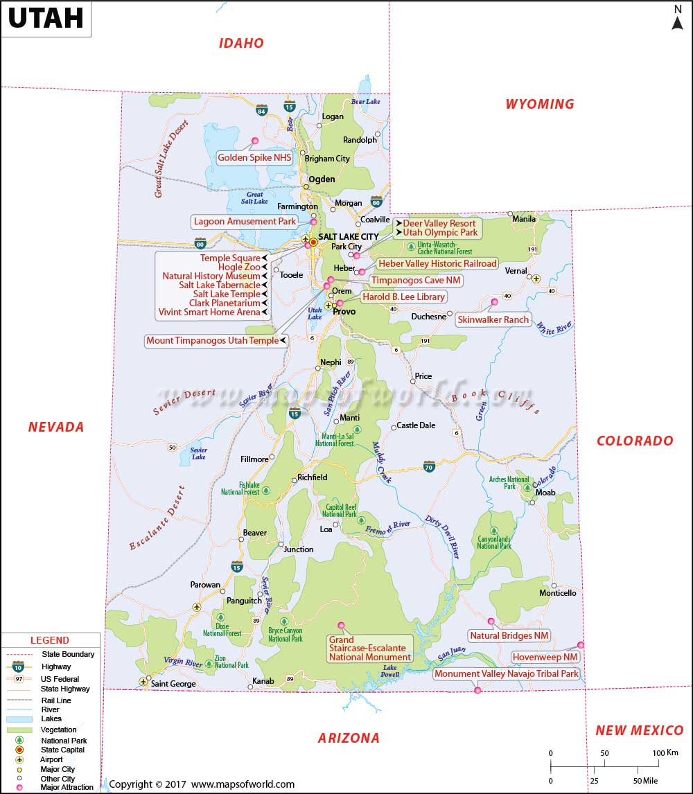 Utah Map Map Of Utah State USA Utah Map 