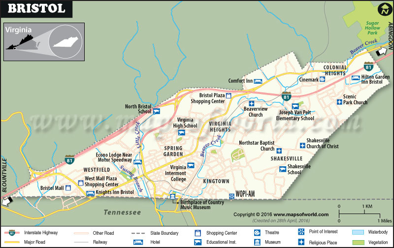 Bristol City Map Map Of Bristol City VA Bristol City Map 