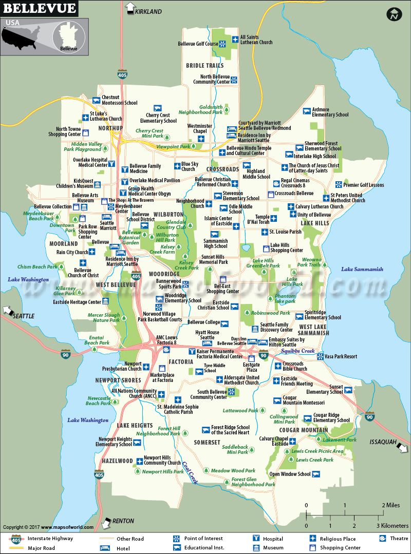 Bellevue City Map Washington Bellevue City Map 