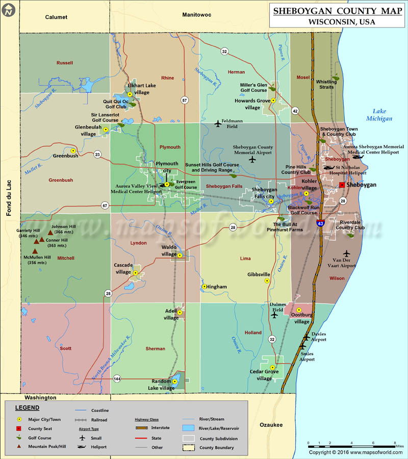 Area Code Map Wisconsin Sheboygan County.