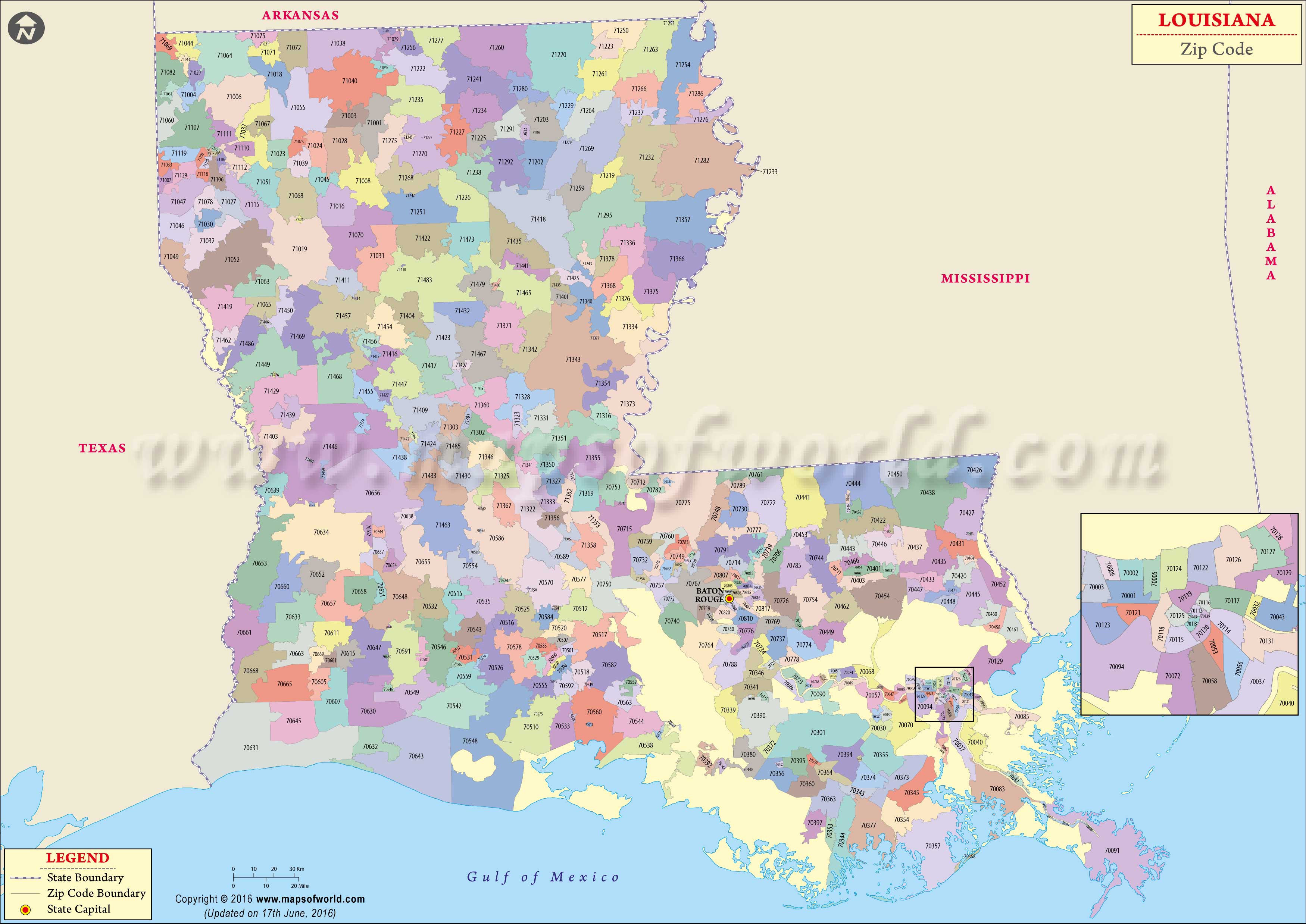 Louisiana Zip Code Map Louisiana Postal Code Louisiana Zipcode Map Large 