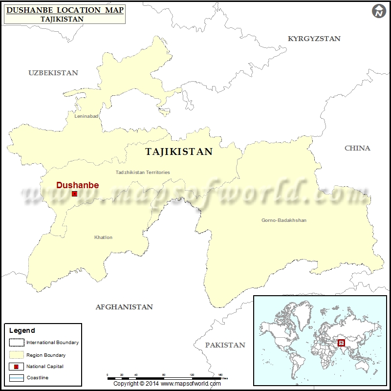 Where Is Dushanbe Location Of Dushanbe In Tajikistan Map Dushanbe Location Map 