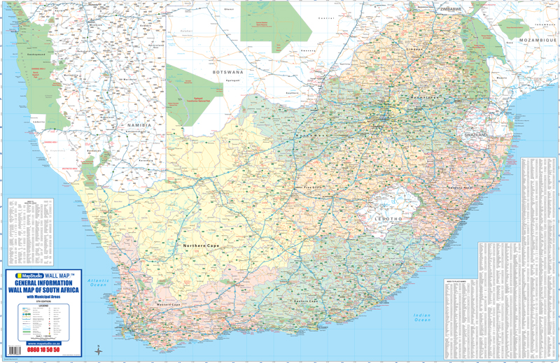 Wall Map Of South Africa