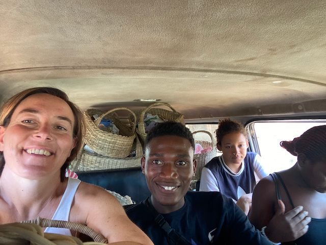 in the mini bus
