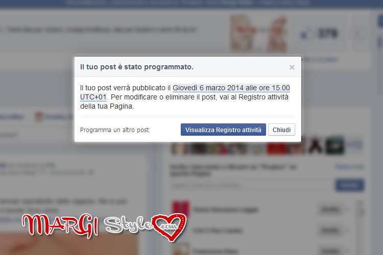 programmare un post su facebook