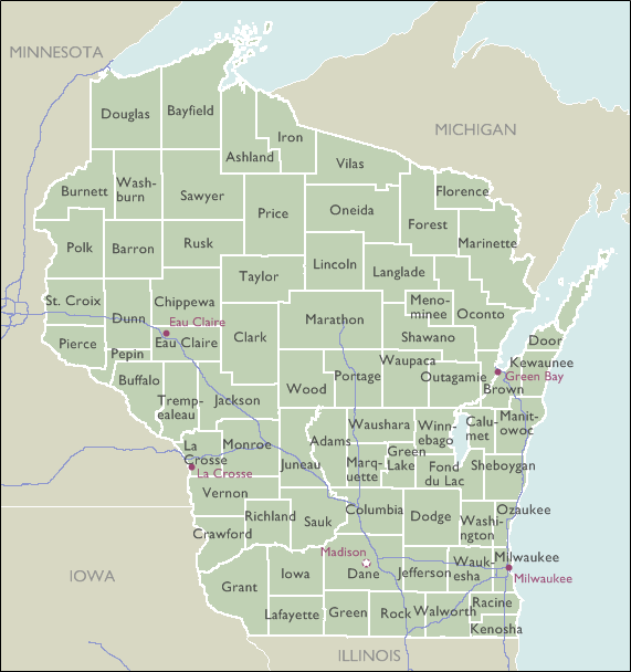 County Zip Code Wall Maps Of Wisconsin Marketmaps Com Wi.