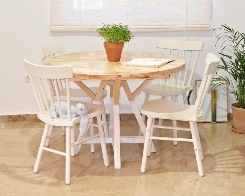 Montduber Mesa Redonda Extensible De Madera Marroiak