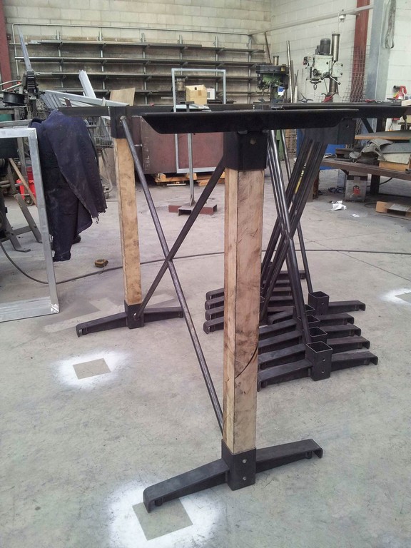 Rustic look timber and steel table frame