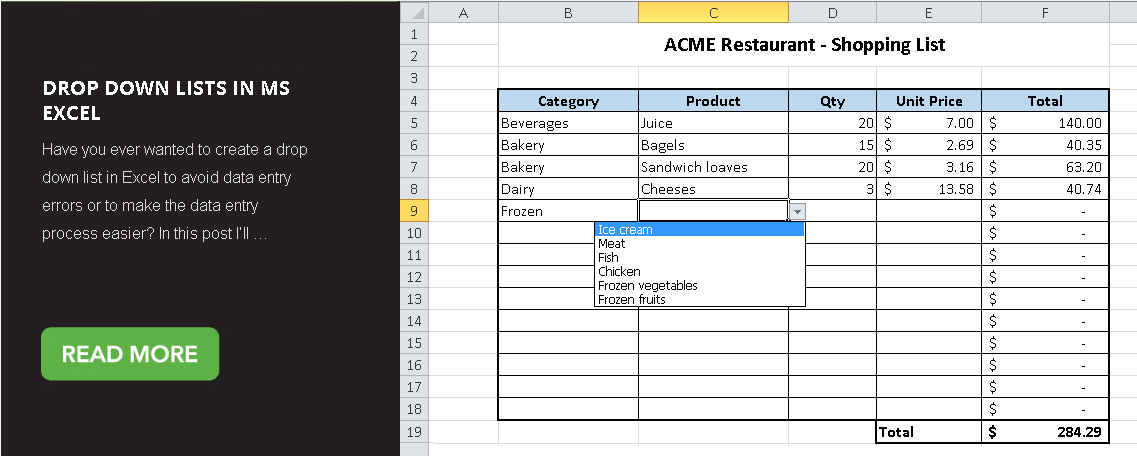For example, you might want to check to see if change the column width and row height to show all your entries. How to work with drop down lists in MS Excel - Master Data