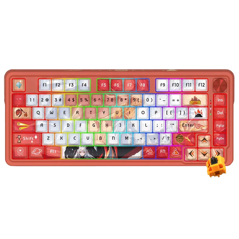 Teclado Gamer Mecánico Redragon K673AK-RGB-PRO Eisa Ucal Pro Wireless RGB Inglés Rojo