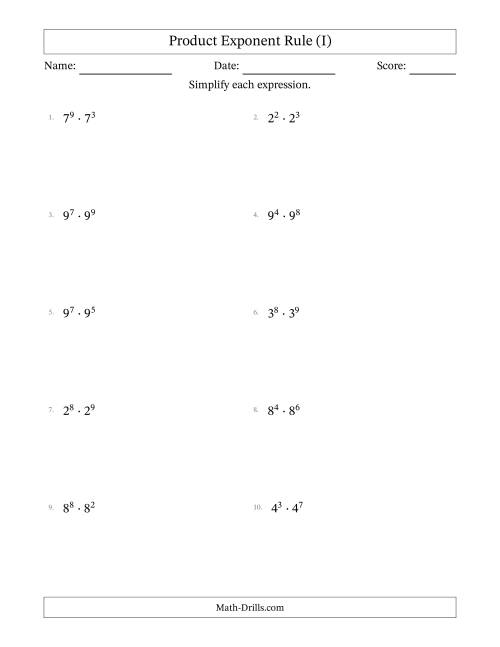 multiplying exponents all positive i