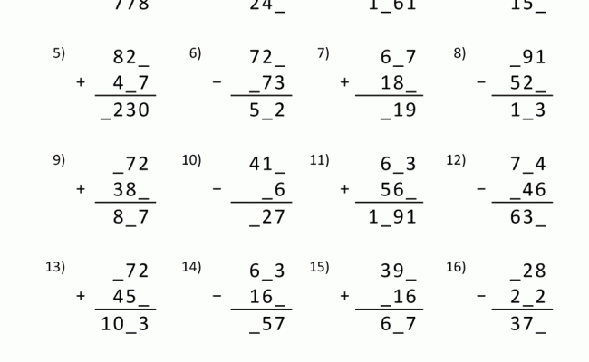 3 Digit Addition And Subtraction Worksheets