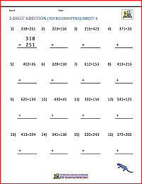 3 digit addition worksheets