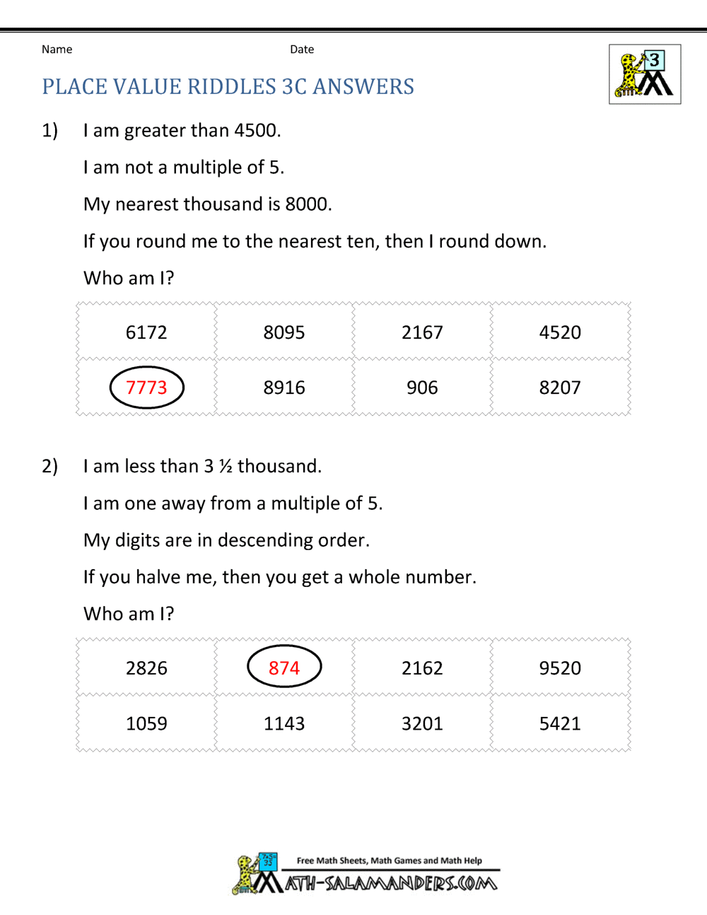 Strategies for finding factors • cassi noack. Place Value Riddles