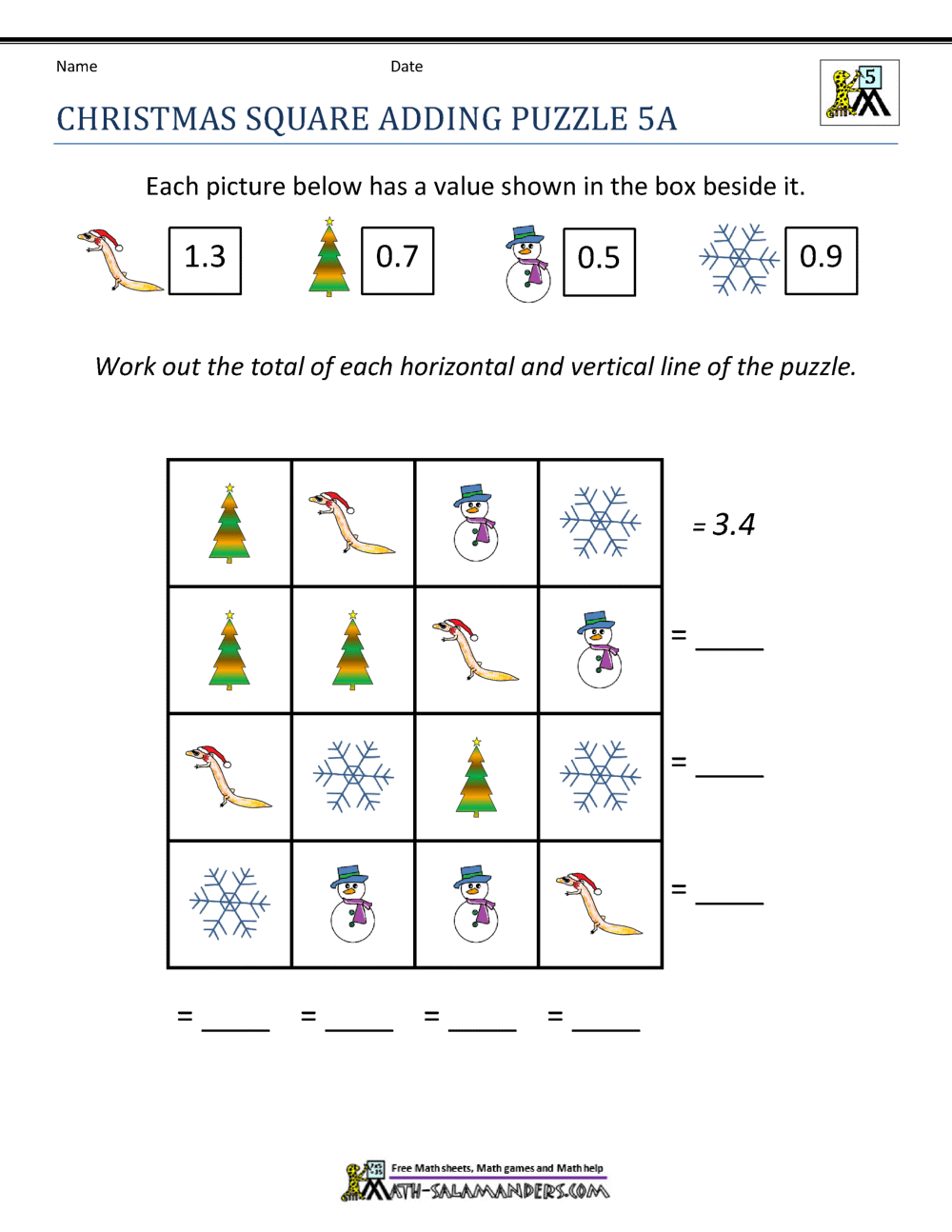 christmas math 5th grade worksheets