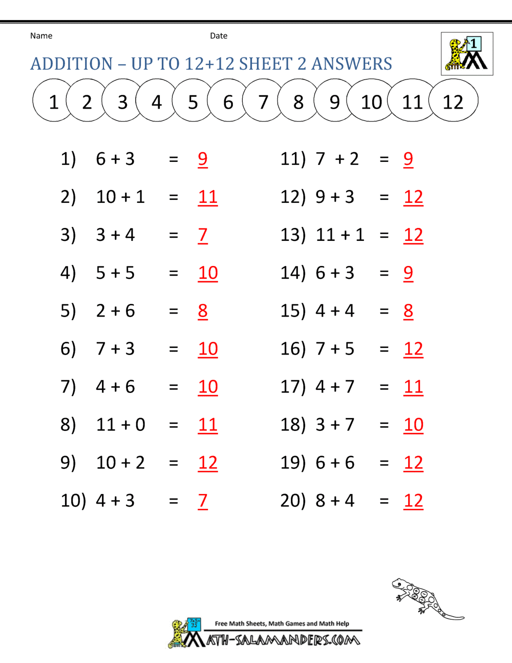 learning addition facts worksheets 1st grade
