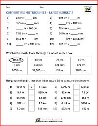 metric conversion worksheet