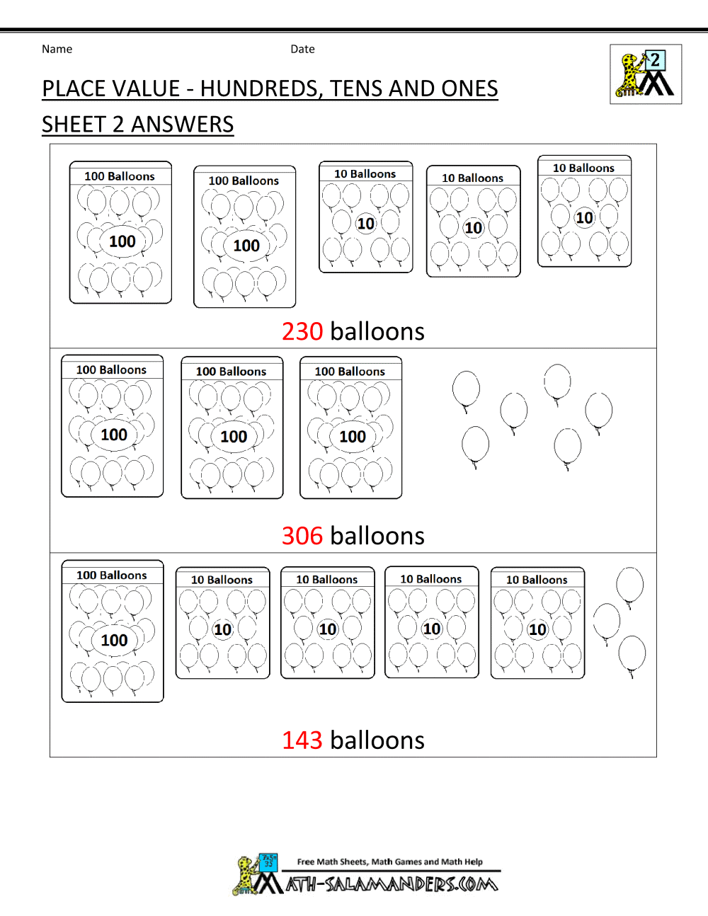 second grade place value worksheets