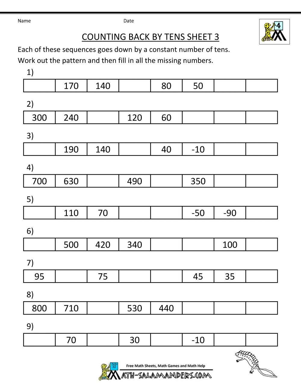 4th grade math sheets
