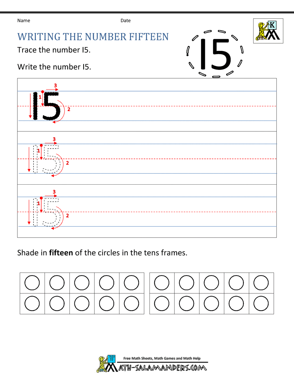 kindergarten writing worksheets numbers to 11 to 20