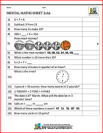 year 3 mental maths worksheets