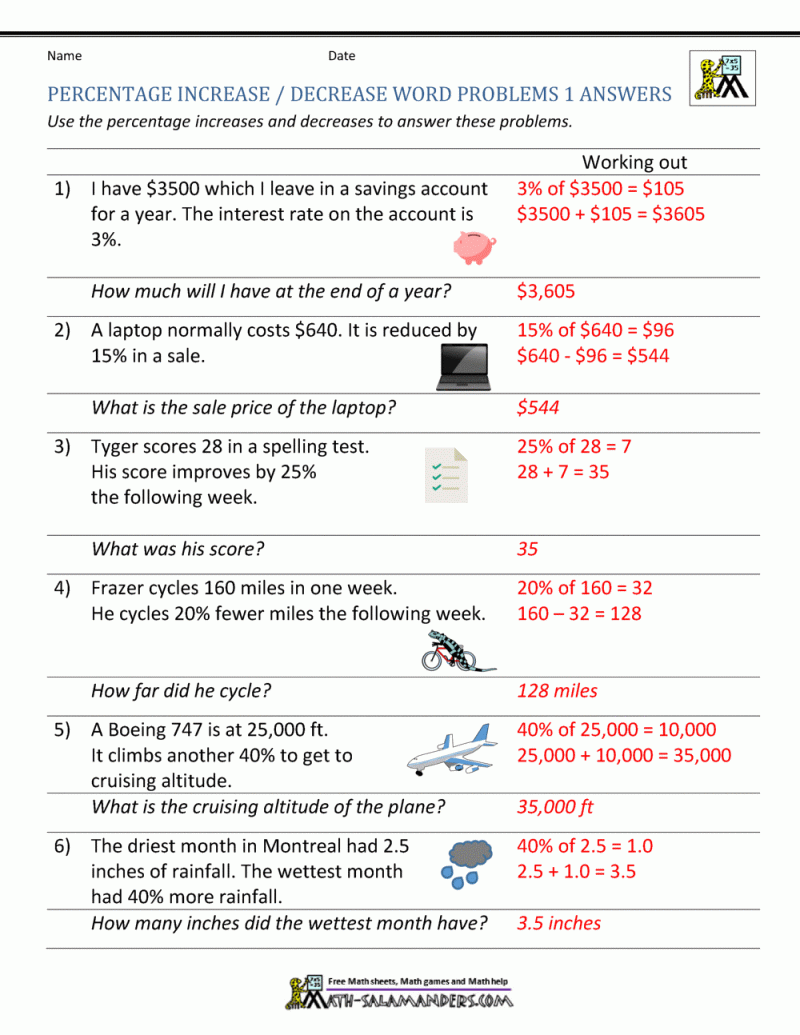 Percentage Increase Decrease Worksheets Math Drills News And Updates - Best Space Textures in Full HD