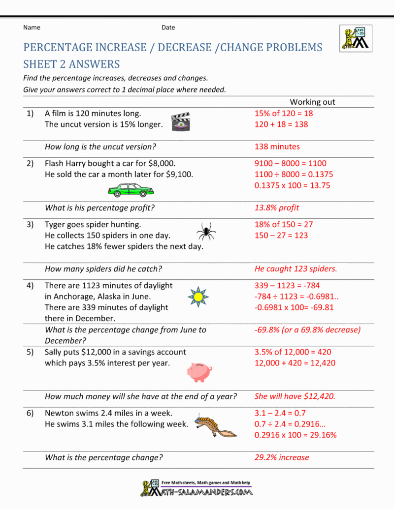 Percentage Increase And Decrease With Multipliers Worksheet Cazoom - Landscape Image Collection - Full HD Quality