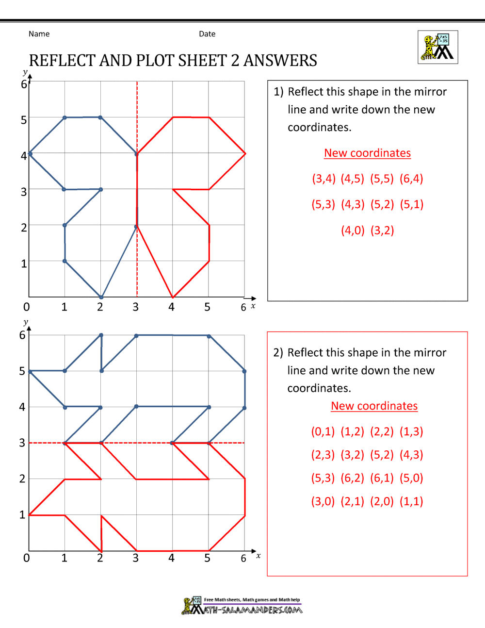 Coordinate worksheets
