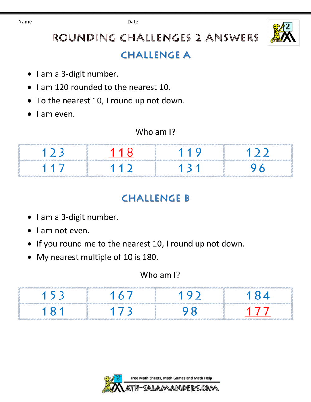 rounding numbers worksheet rounding challenges