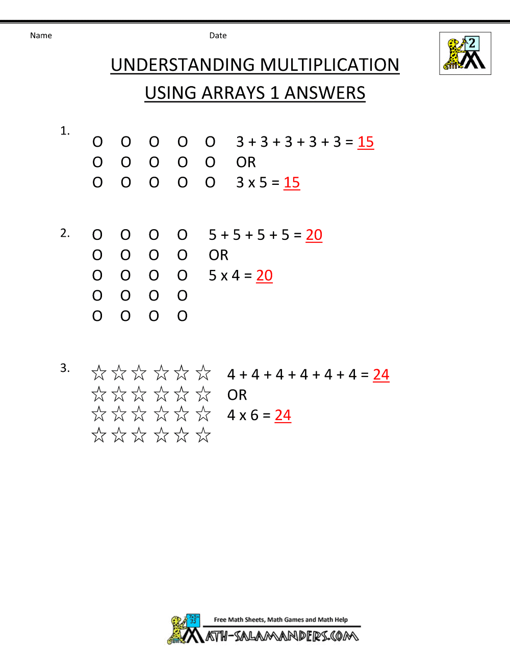free printable multiplication worksheets 2nd grade
