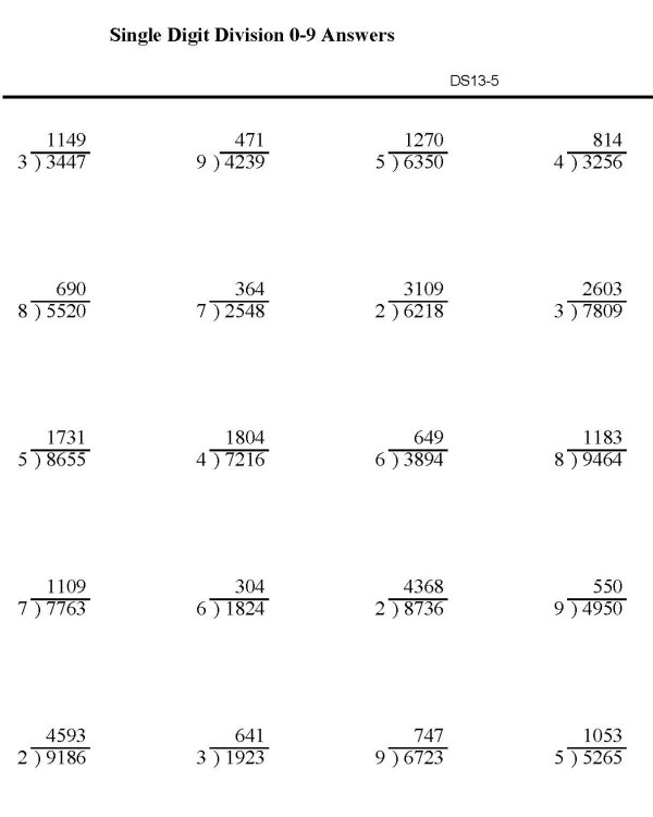 bluebonkers division worksheets single digit p5 solution free printable math exercise sheets