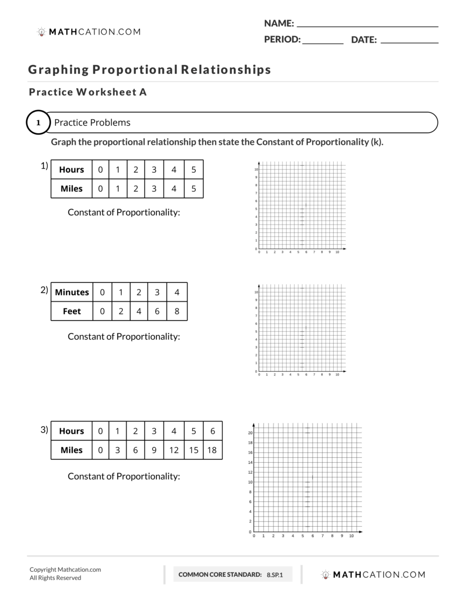 Constant of proportionality worksheet