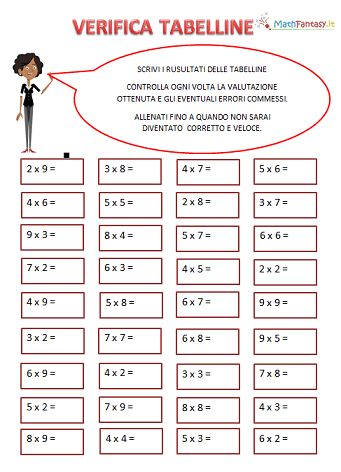 Alleniamoci con le tabelline: scheda interattiva