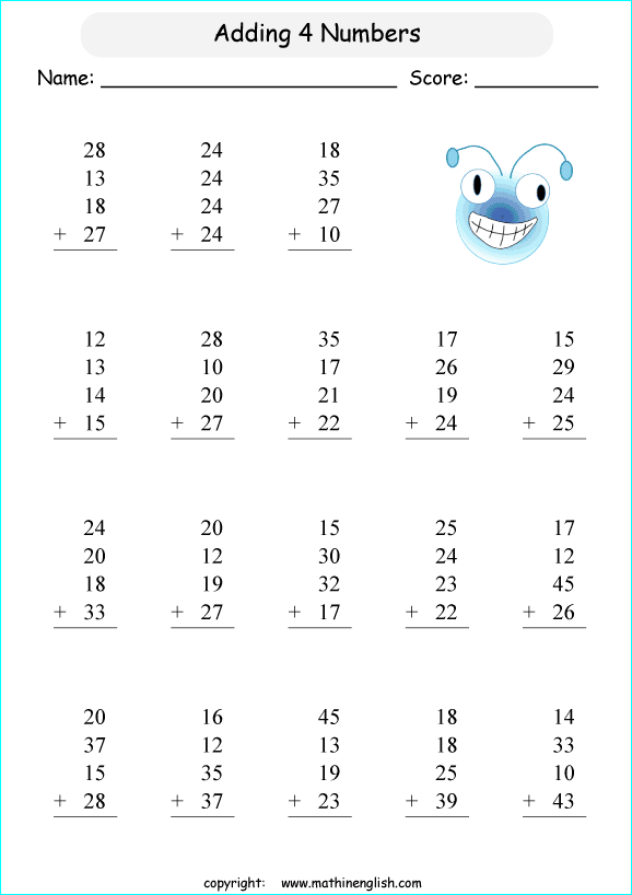 printable primary math worksheet for math grades 1 to 6