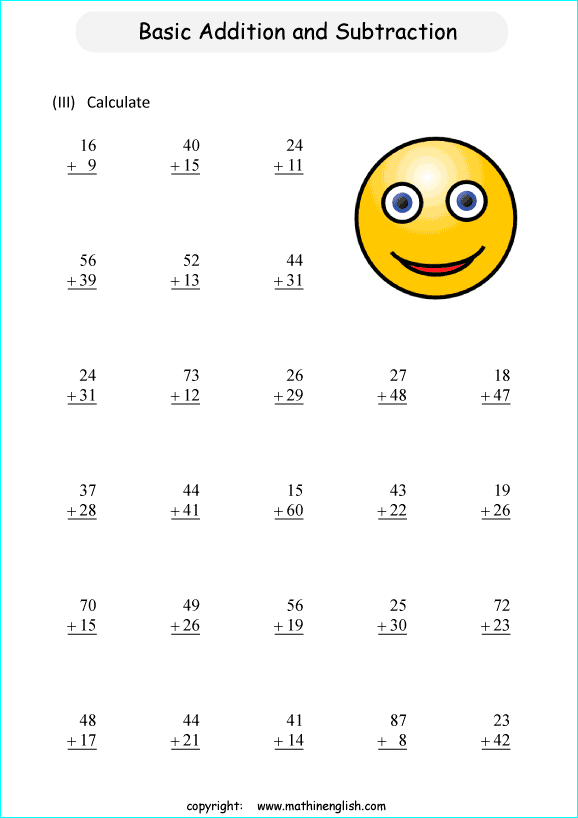 addition and subtraction set printable grade 1 math worksheet