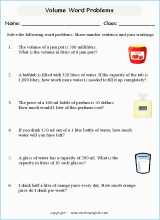 volume word problems printable grade 2 math worksheet