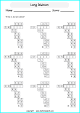 division of numbers and remainders worksheets for primary math students