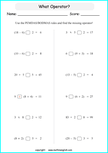 math order of operations worksheets using the bodmas and